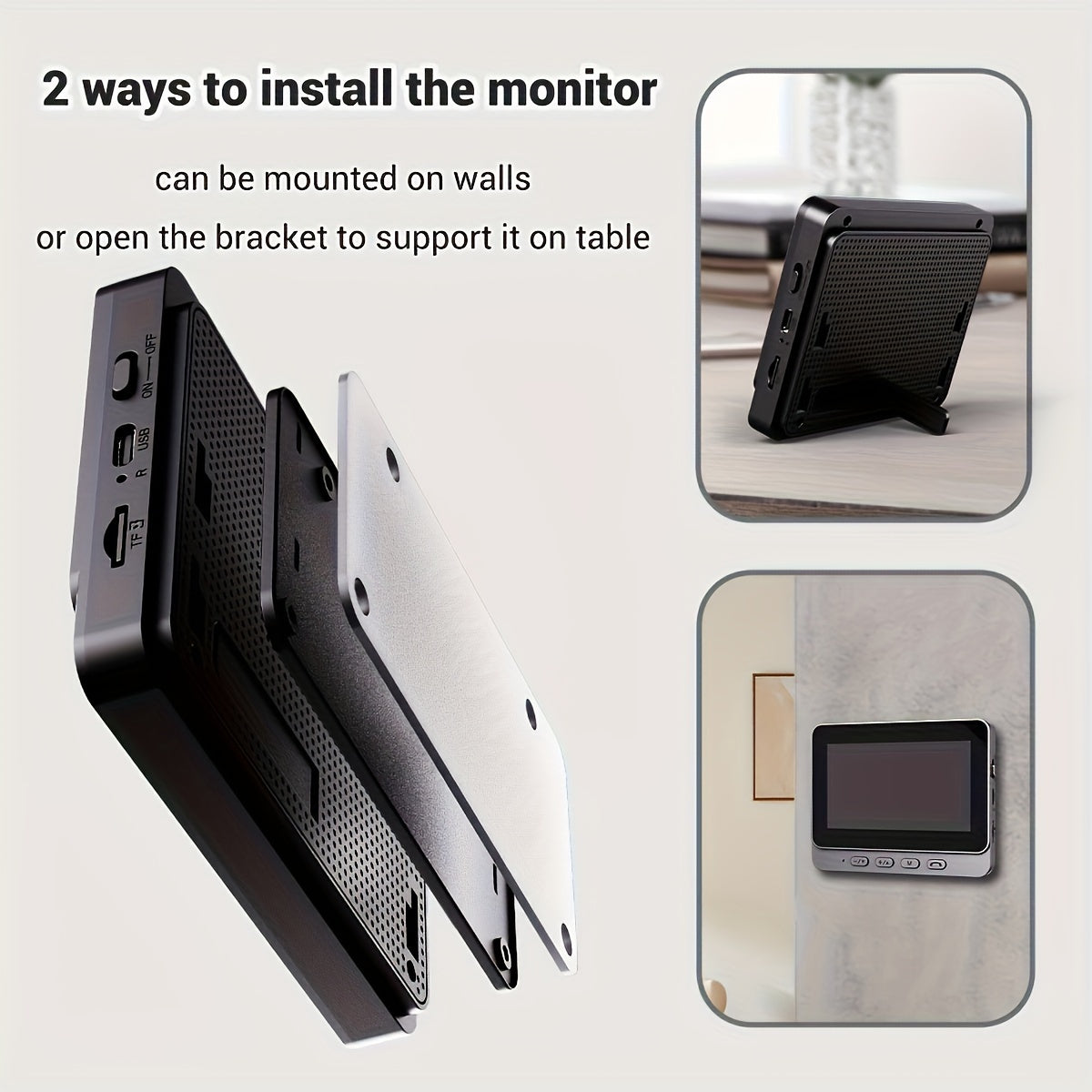 Indoor Monitor Video Doorbell with Listed 4.3-Inch Screen, Two-Way Talk and Infrared Night Vision, Black Wireless SD Card Options and Separate WiFi Style
