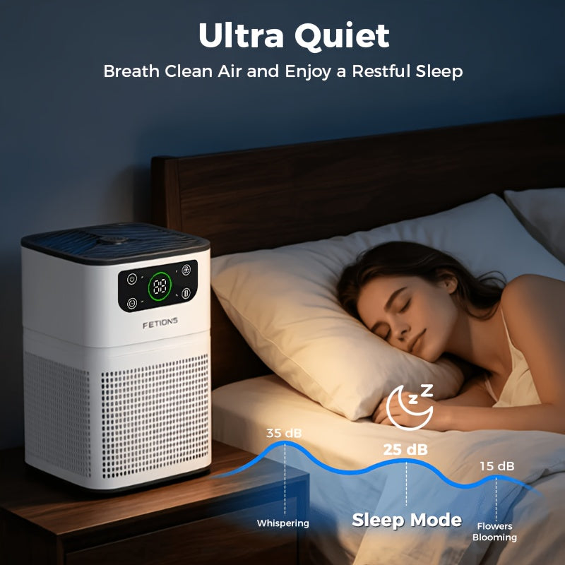 Compact H13 Air Purifier with Aromatherapy Pad, 3-Stage Filtration, Four Fan Speeds, Sleep Mode and Filter-Life Display for Bedroom and Home Office
