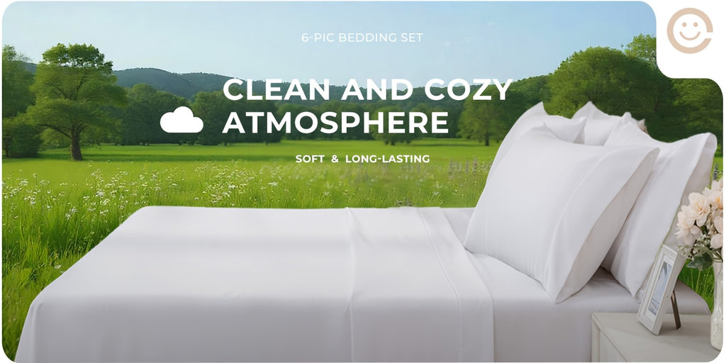 Flat and Fitted Sheet Set with Two Pillowcases, Four-Piece Bedding with Listed Extra Deep Pockets and Six Size Labels Including Twin XL for Home Bedrooms