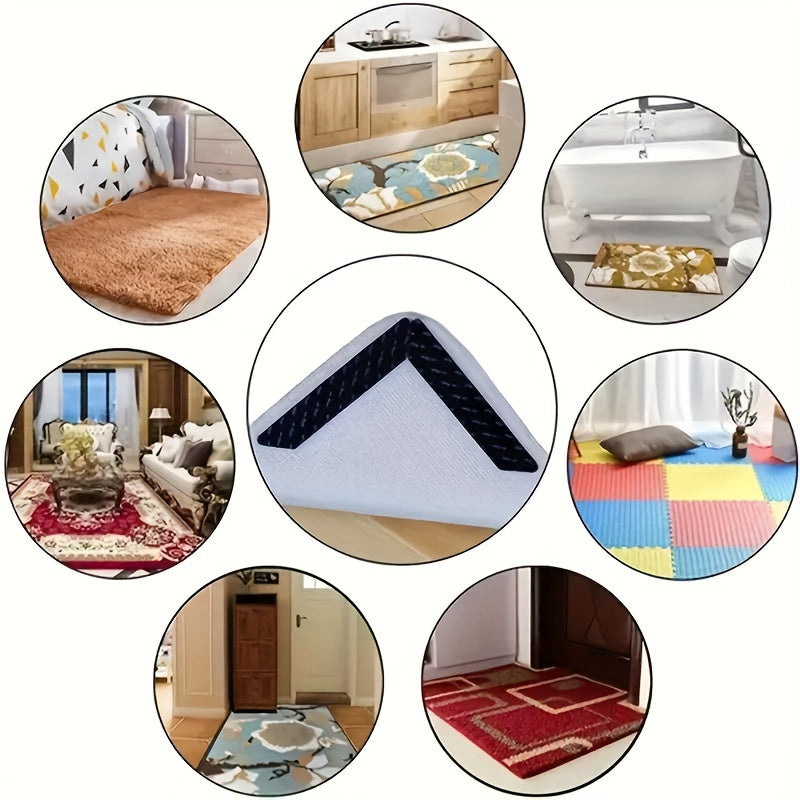 L-Shaped Rug Gripper Stickers for Compatible Carpet Corners, Adhesive Floor Accessories in 4, 8, 20 or 30-Piece Packs for Home Rug Placement