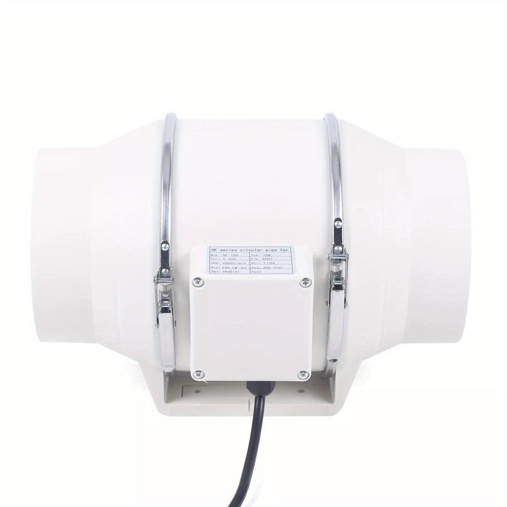 6 Inch Inline Duct Fan 540 CFM, Quiet 75W Ventilation Exhaust Blower for Grow Tents, Greenhouses, Bathrooms and HVAC Ducting, 110V 38dB Low Noise with Detachable Body for Easy Cleaning, White