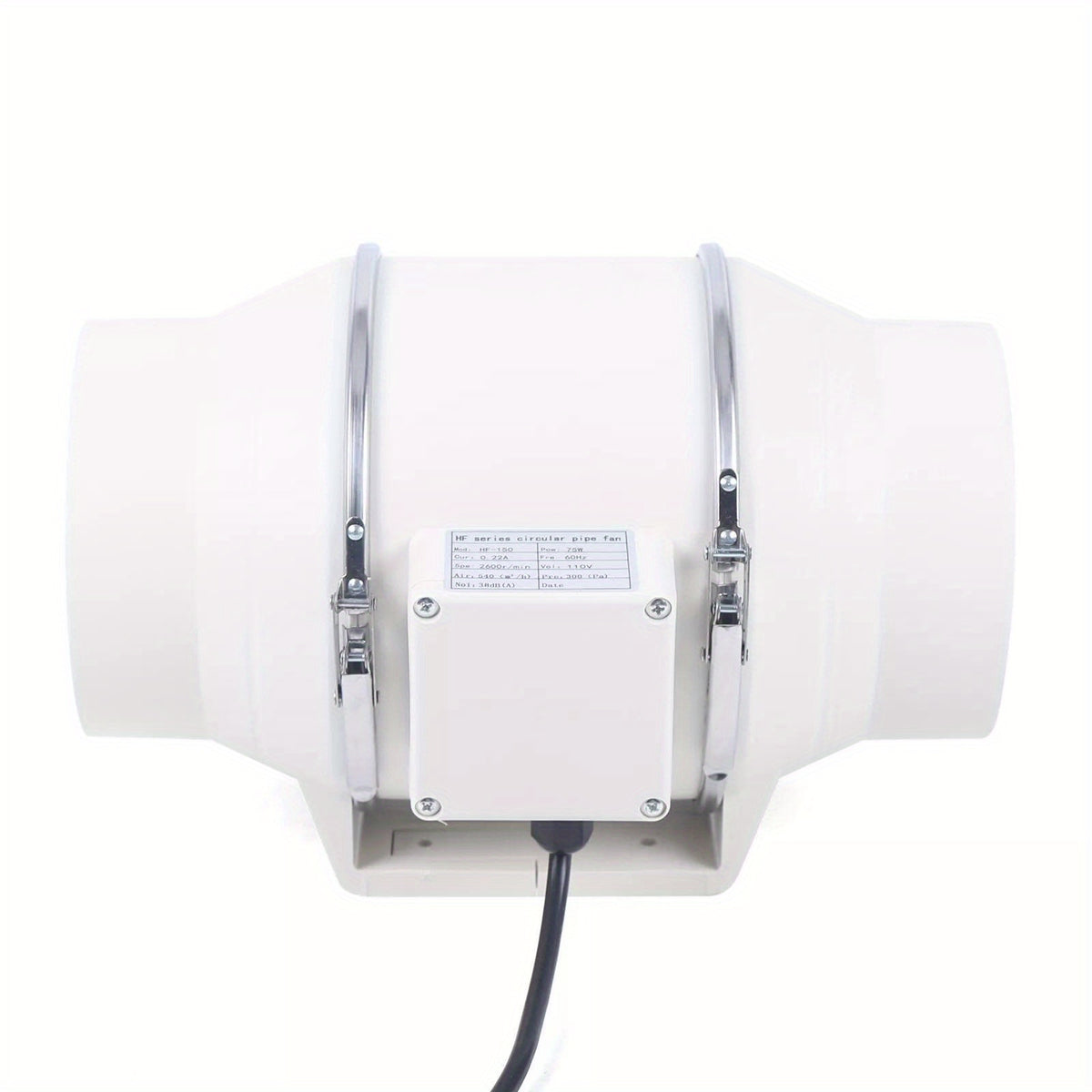 6 Inch Inline Duct Fan 540 CFM, Quiet 75W Ventilation Exhaust Blower for Grow Tents, Greenhouses, Bathrooms and HVAC Ducting, 110V 38dB Low Noise with Detachable Body for Easy Cleaning, White