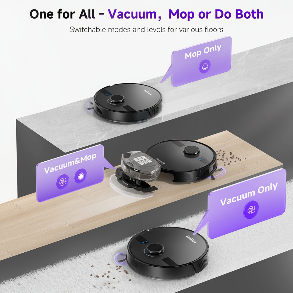 Robot Vacuum Cleaner in Black Max Option with Listed Smart Map Navigation, App and Alexa Voice Control, 2.99-Inch Slim Design and Automatic Recharging