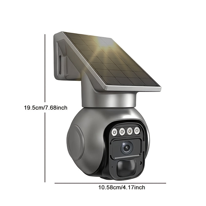 3MP Cellular Solar Security Camera with No-WiFi 4G LTE, Pan Tilt Human Tracking, Night Vision and Two-Way Audio for Farm, Ranch and Rural Home Monitoring