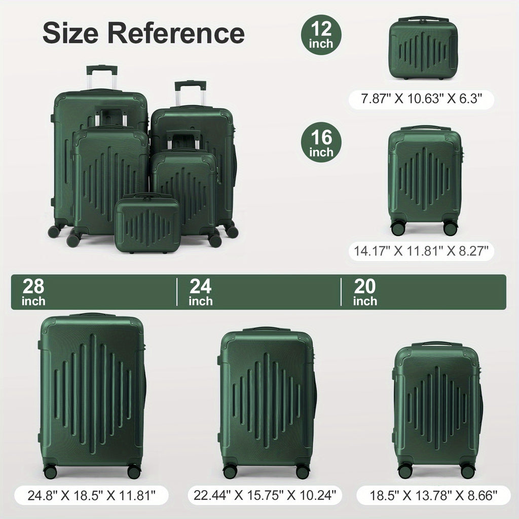 ABS Hardshell Spinner Luggage with Listed TSA Lock, 20, 24 or 28 Inch Size Options in Five Colors for Vacation Packing, Business Trips and Everyday Travel