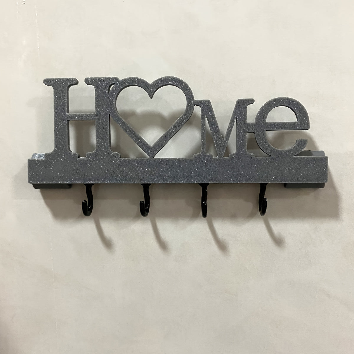 Home Love Key Hook Organizer for Wall-Mounted Entryway Storage, Single Decorative No-Drill Key Rack in Black, White, Grey or Blue for Hallways and Living Rooms