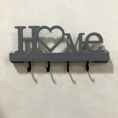 Home Love Key Hook Organizer for Wall-Mounted Entryway Storage, Single Decorative No-Drill Key Rack in Black, White, Grey or Blue for Hallways and Living Rooms