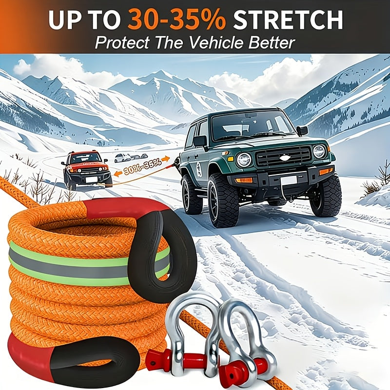 Nylon Kinetic Recovery Rope, Listed 7/8-Inch Diameter with 14.5, 16.4, 23 or 30-Foot Length Options, Bow Shackle and Storage Bag References for Vehicle Equipment