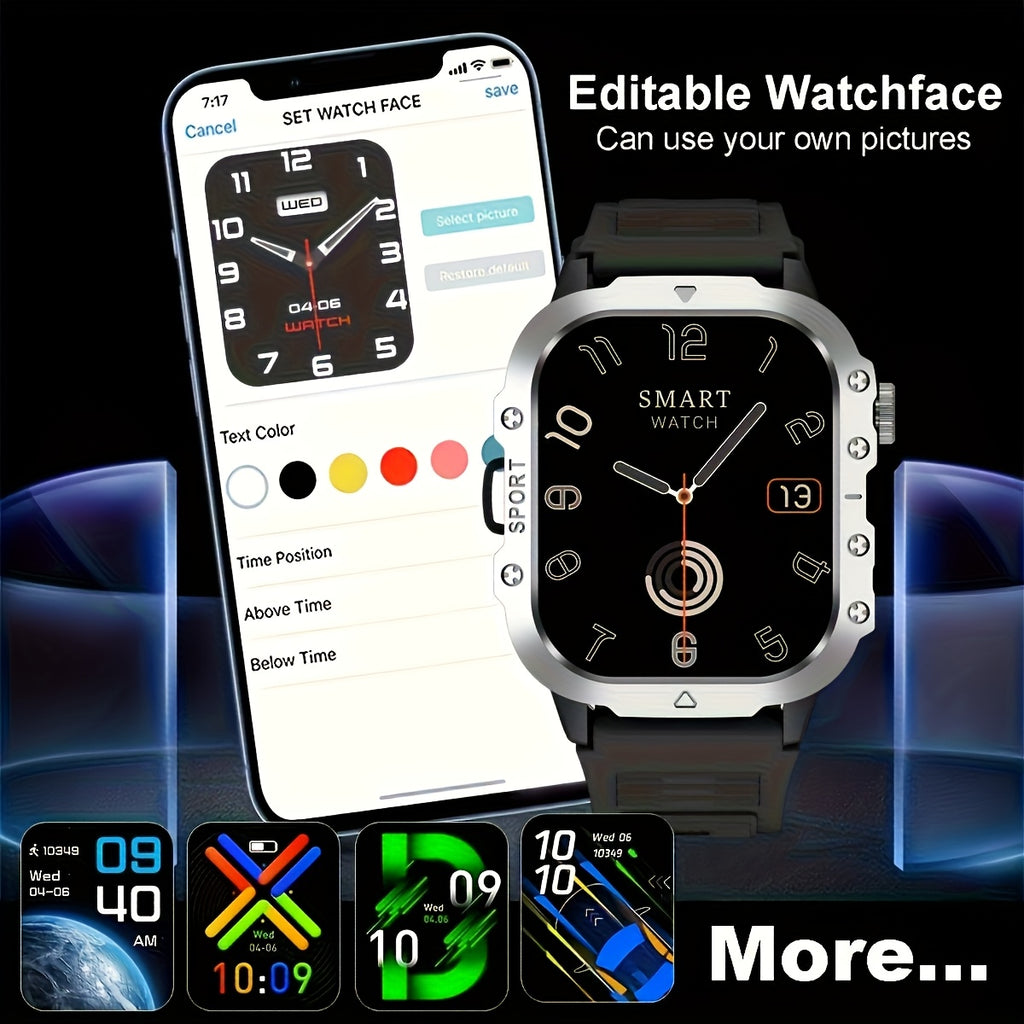 Outdoor Flashlight Smartwatch in Brown with Listed 2.1-Inch Screen, Multiple Sports Modes and Notifications for Men and Women Using Android or iPhone