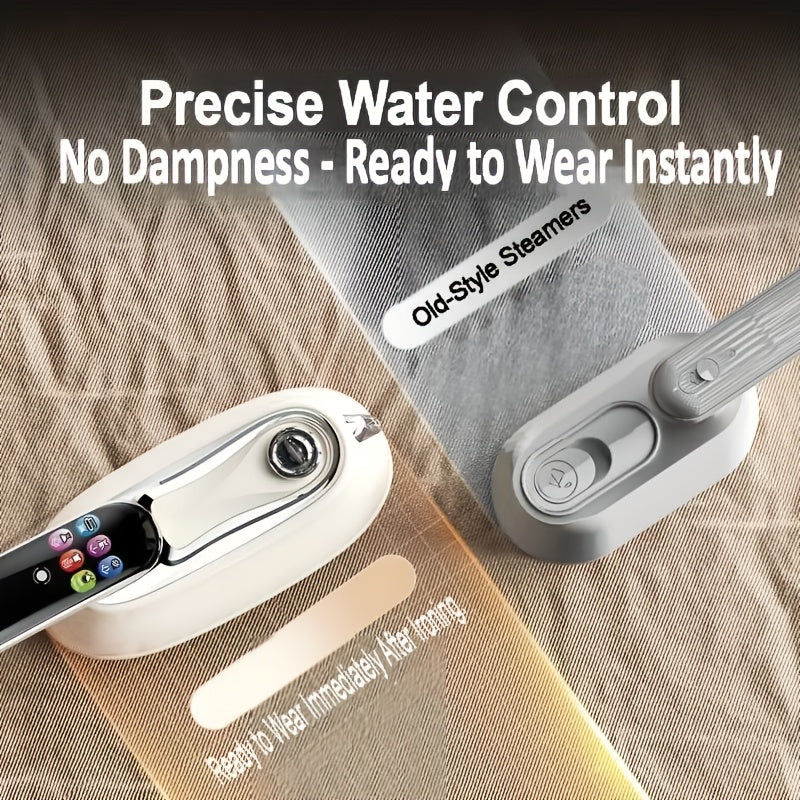 Beige Steam Iron with HD Display, Listed 5.41oz Water Tank, Self-Cleaning Function and 90-Degree Rotating Handle for Vertical and Horizontal Garment Care