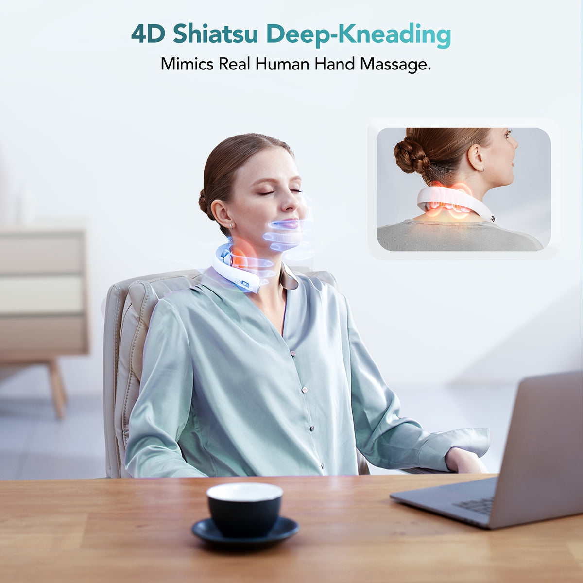 Heated Cordless Neck Massager SKG K5-3 Pro in White, Portable Personal Massage Device with Listed Vibration for Home, Office and Travel Relaxation Routines