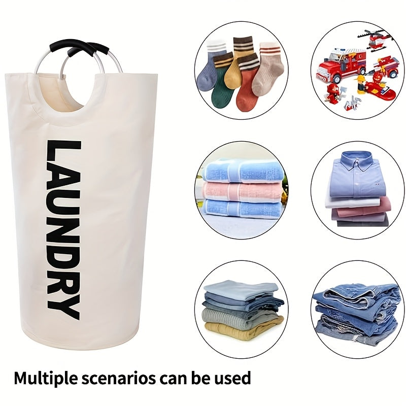 Half-Ring Handle Laundry Basket, Foldable Fabric Clothes Hamper in 16.64, 21.66 or 25.1 gal Options for Bedroom and Laundry Room Organization