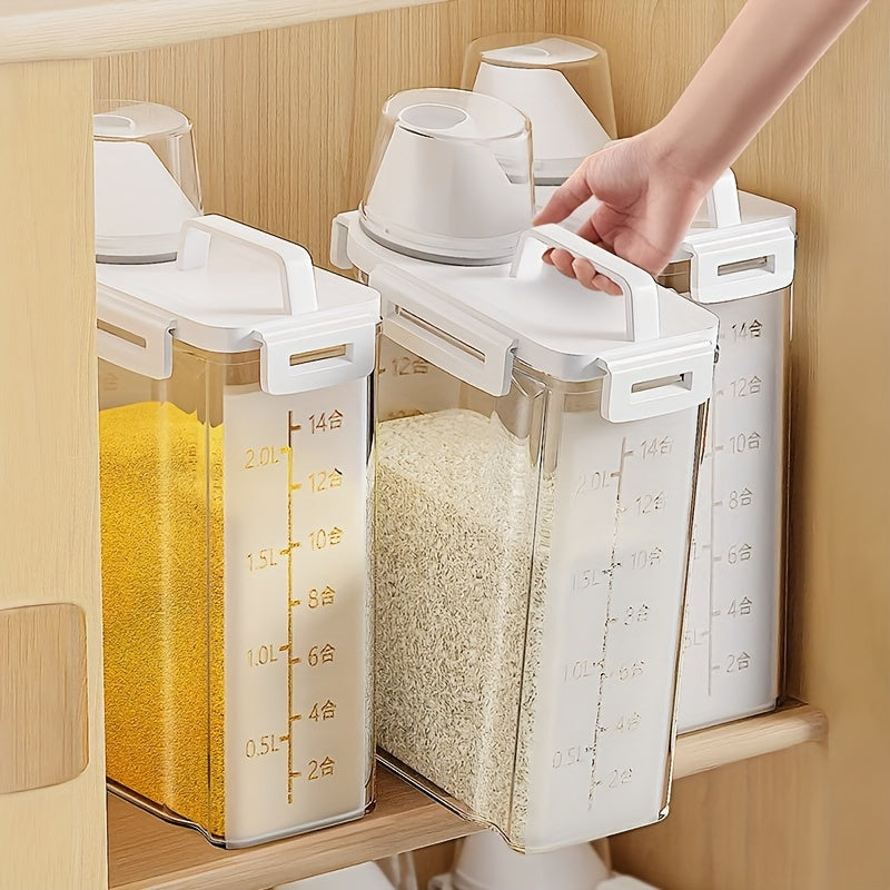 Rice Storage Container with Flip-Top Sealed Lid, Listed 84.54oz Storage Bucket for Flour and Dry Grains, Kitchen Pantry Canister for Everyday Organization