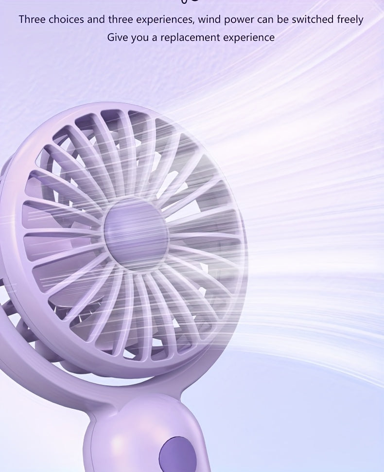 Rechargeable Handheld Fan 3-Pack in Pink, Purple and Black with Three Speeds, USB-C Charging and Listed 180-Degree Adjustment for Travel and Summer Outings