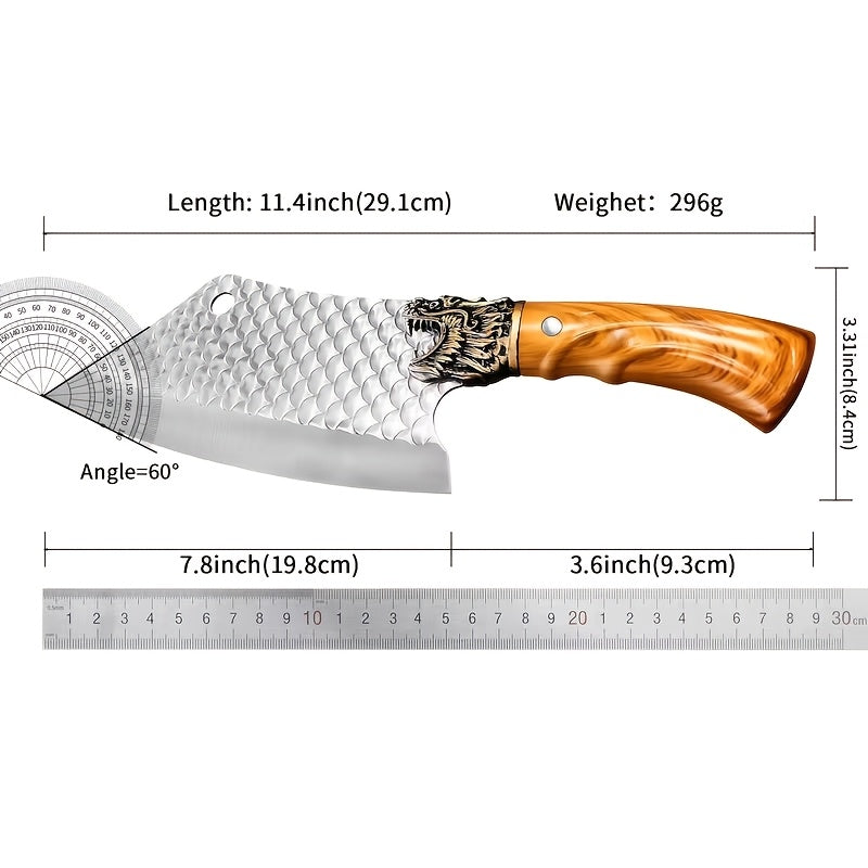 Forged Chef Knife with Listed Ergonomic Handle, Single Multipurpose Kitchen Chopping and Slicing Tool for Home Cooks, Meal Preparation and Cooking Gifts