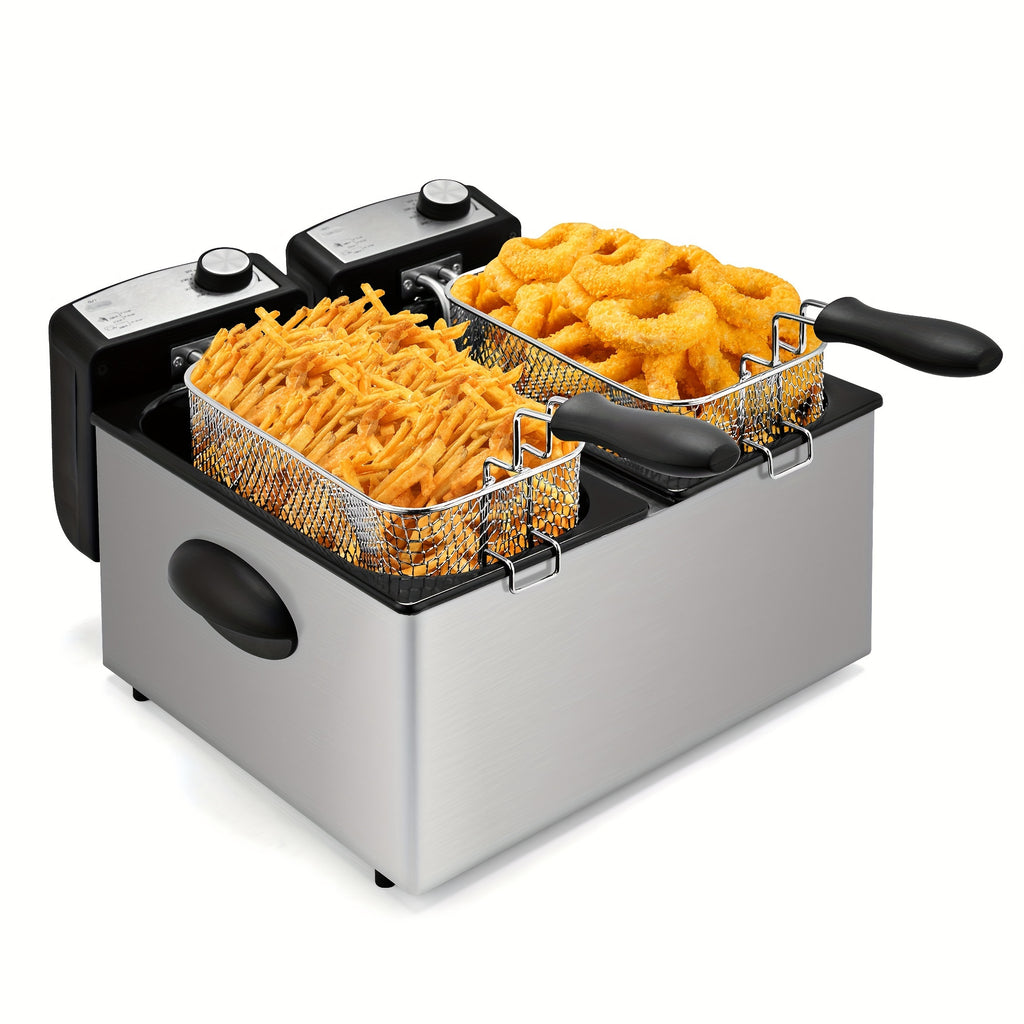 Temperature Control Deep Fryer by SUSTEAS with Basket and Listed 1500W Heating, Black Countertop Electric Fryer in 1.5L, 2.5L, 5L or 6L Home Kitchen Options