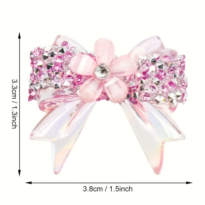 Rhinestone Bow Beads with Colorful Transparent Cut-Design Styling, Listed 10-Piece Craft Set for Personalized Jewelry, Beaded Pens, Keychains and Handmade Gift Projects