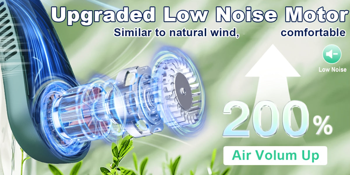 Five-Speed Wearable Neck Fan FZX02, Hands-Free Personal Airflow for Indoor and Outdoor Use in Gray, Dark Blue, Blue, Green or Black for Daily Leisure