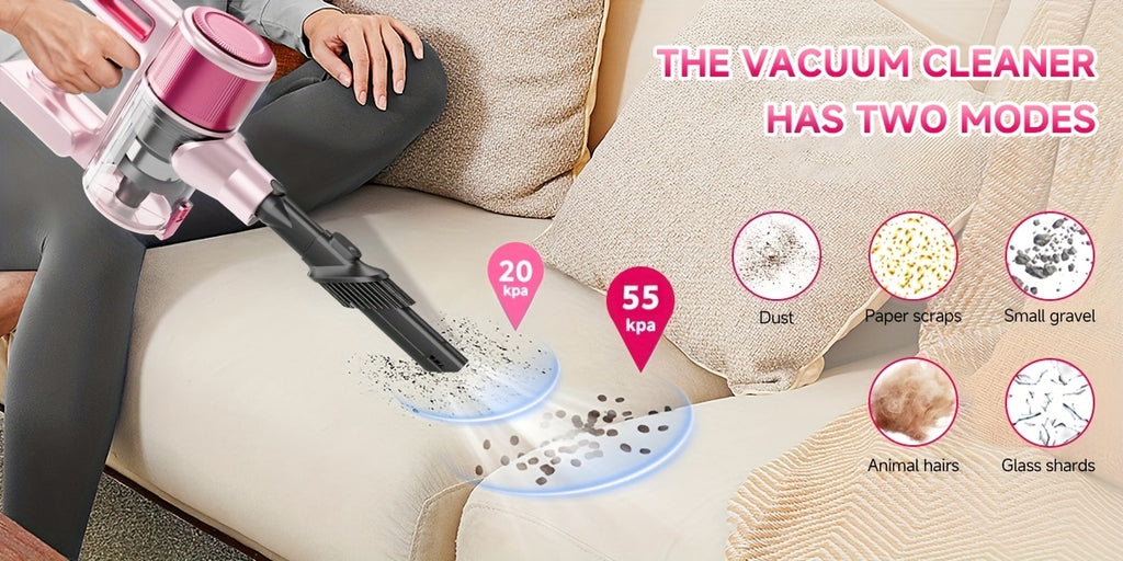 LED-Lit Convertible Stick Vacuum with Listed 55kPa Suction, Handheld Cleaning Format and Nine Color Labels for Compatible Floors, Carpets and Pet Hair Cleanup