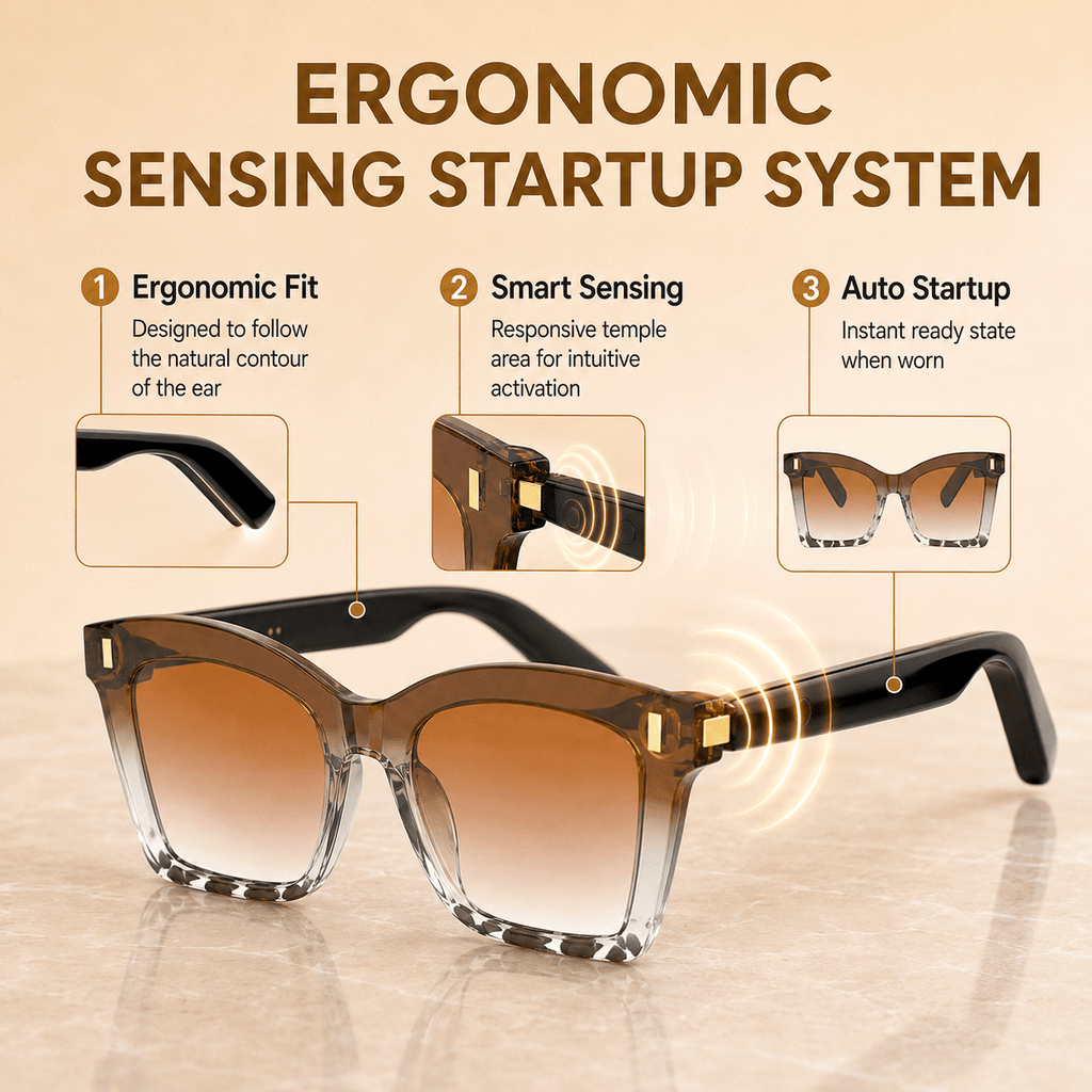 Cat Eye Smart Glasses for Women, SM02 Wireless Audio Eyewear with Listed Bluetooth 6.0, Wear Sensor and Automatic Connection Feature for Everyday Listening