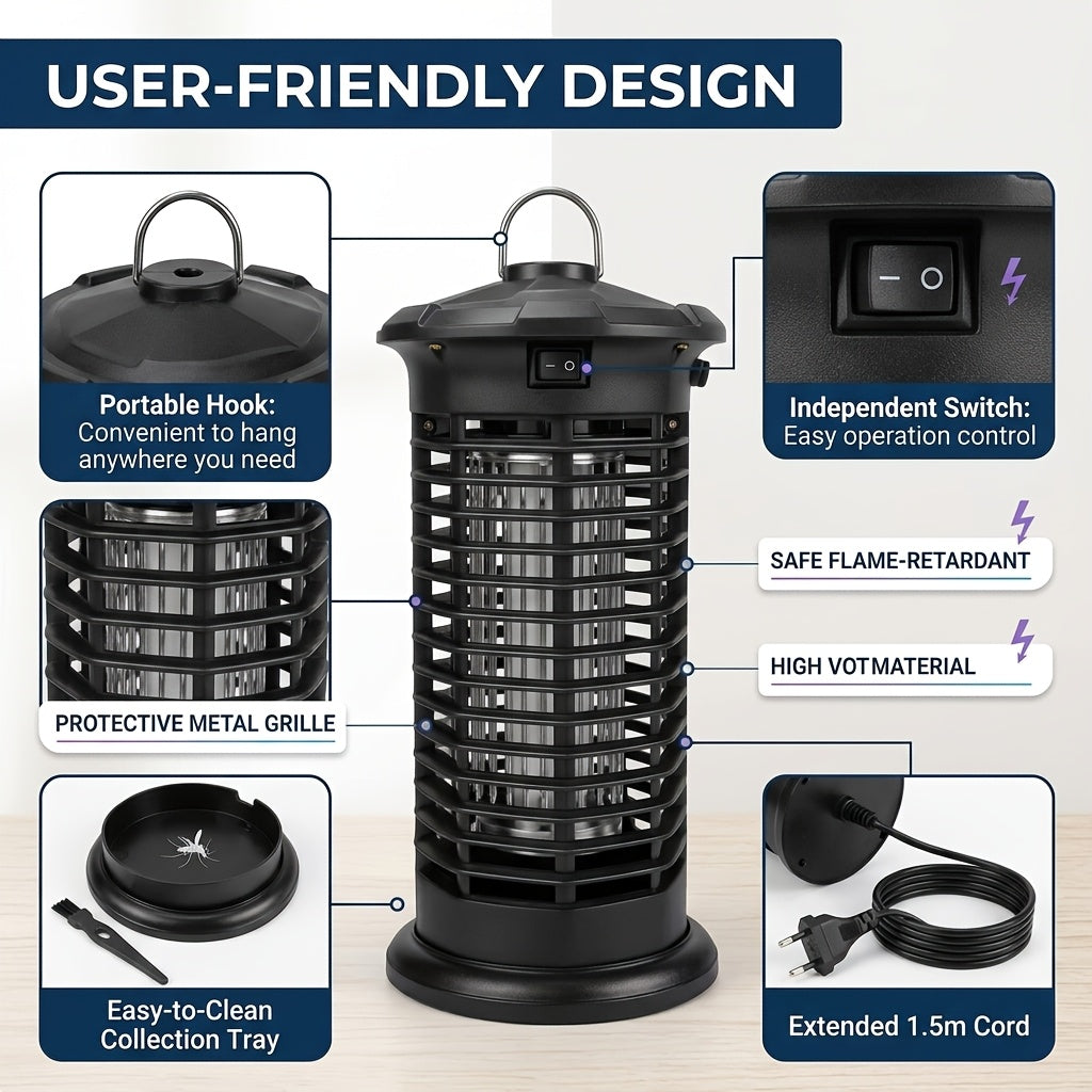 Indoor Electric Bug Zapper in Black-A with Listed 1000V Wording, Home Insect Lamp for Adults Comparing Mosquito and Fly Control Appliances