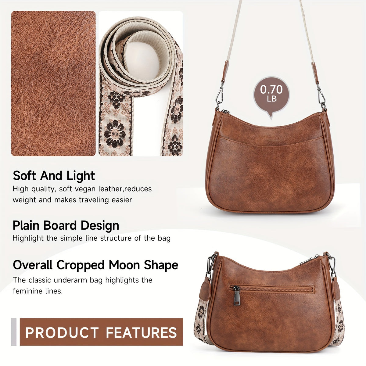 PU Crossbody Purse for Women, Adjustable Strap Shoulder Bag in Seven Colors for Everyday Outfits, Casual Errands and Personal Style