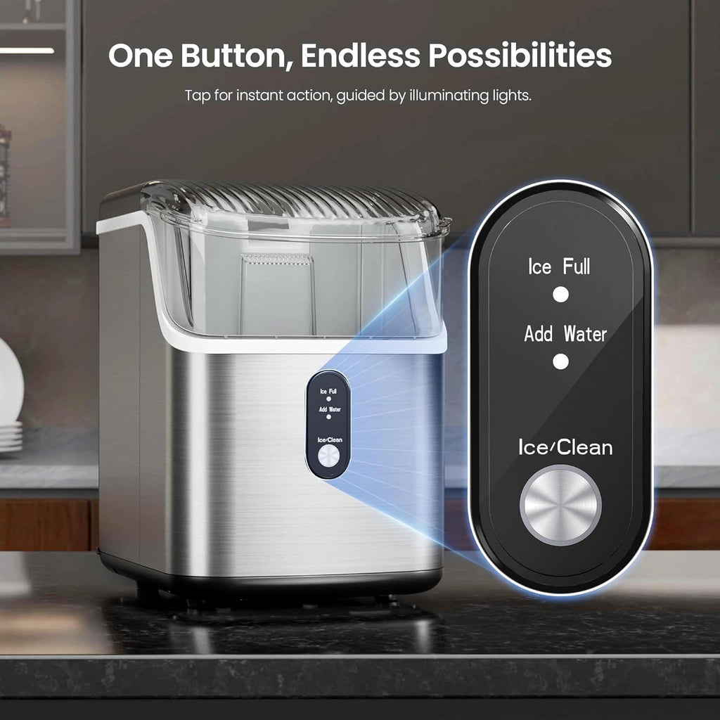 Nugget Ice Maker Countertop 35lbs/Day, Self-Cleaning Pebble Ice Machine with Chewable Ice, 26lbs/Day Bullet Ice Option, Ice Scoop and Basket for Home, Kitchen, Office, Bar and Party