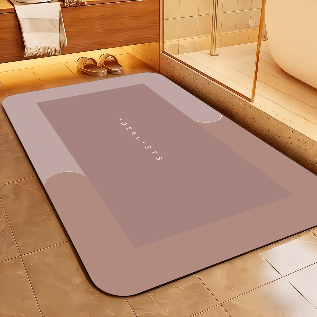 Quick-Dry Bath Mat, Soft Diatomite-Design Absorbent Bathroom Floor Accessory in Black, Blue or Pink with Three Sizes for Shower-Side, Tub-Side and Doorway Placement