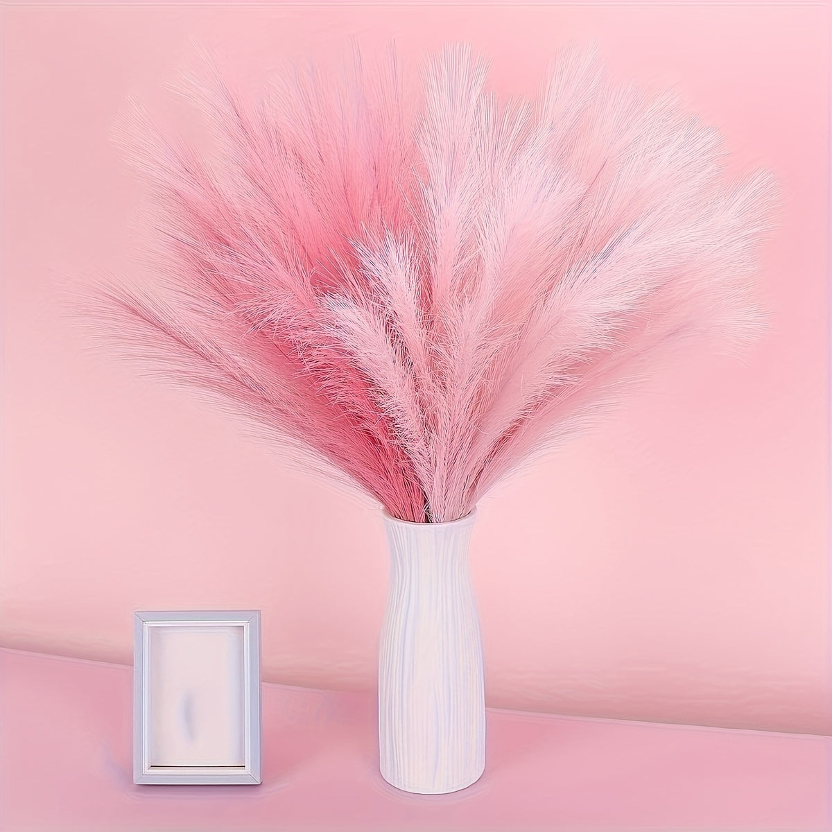 Artificial Pampas Grass for Boho Home Decor, Listed 10-Piece Bouquet for Living Room, Dining Table, Bedroom and Wedding Arrangements, Vase Not Included