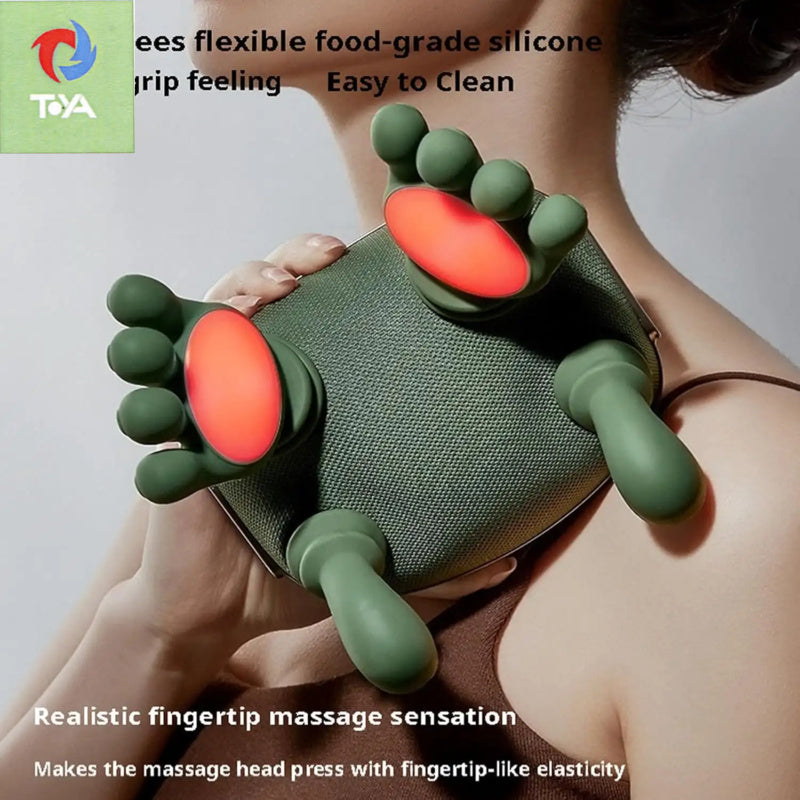 USB-Charging Kneading Massage Pillow with Soft Fabric Cover, Electric Personal Massager for Listed Neck and Back Relaxation Uses, Single A Option