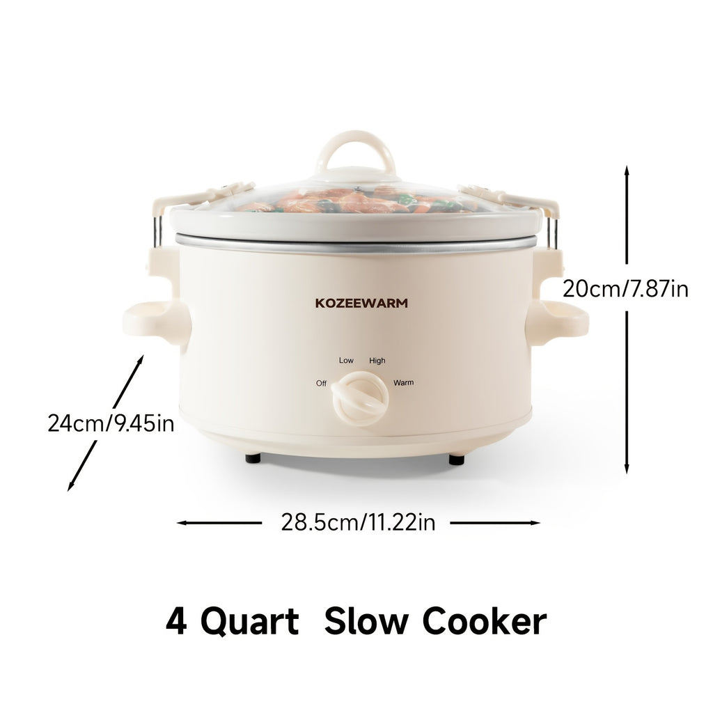 Manual Slow Cooker with 1.5QT or 4QT Capacity Options, Removable Stoneware and Listed Warming Setting for Home Meal Preparation in Six Size and Color Choices