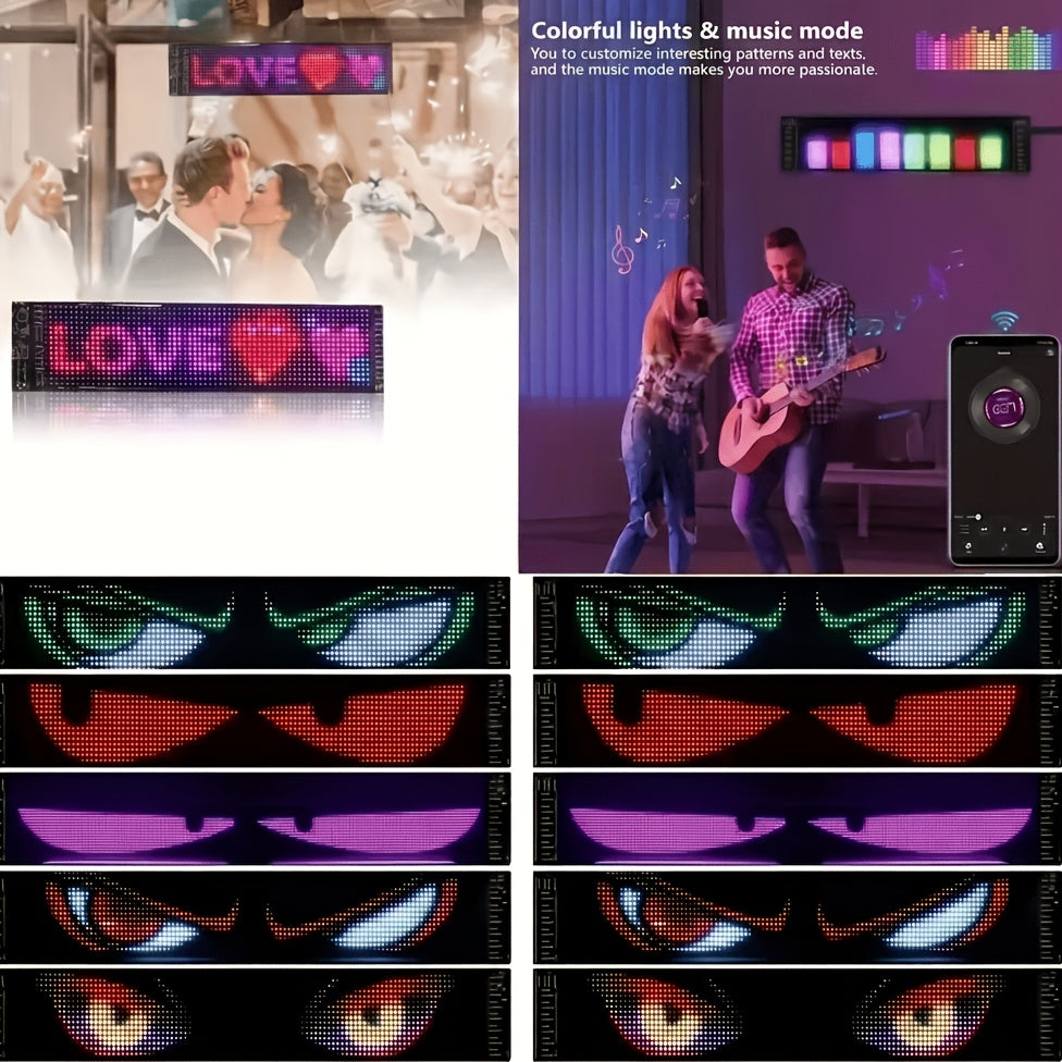 Flexible Programmable LED Sign Panel, 5V USB-Powered Matrix Display with Bluetooth App Control for Custom Text, Patterns and Animations in Stores and Events
