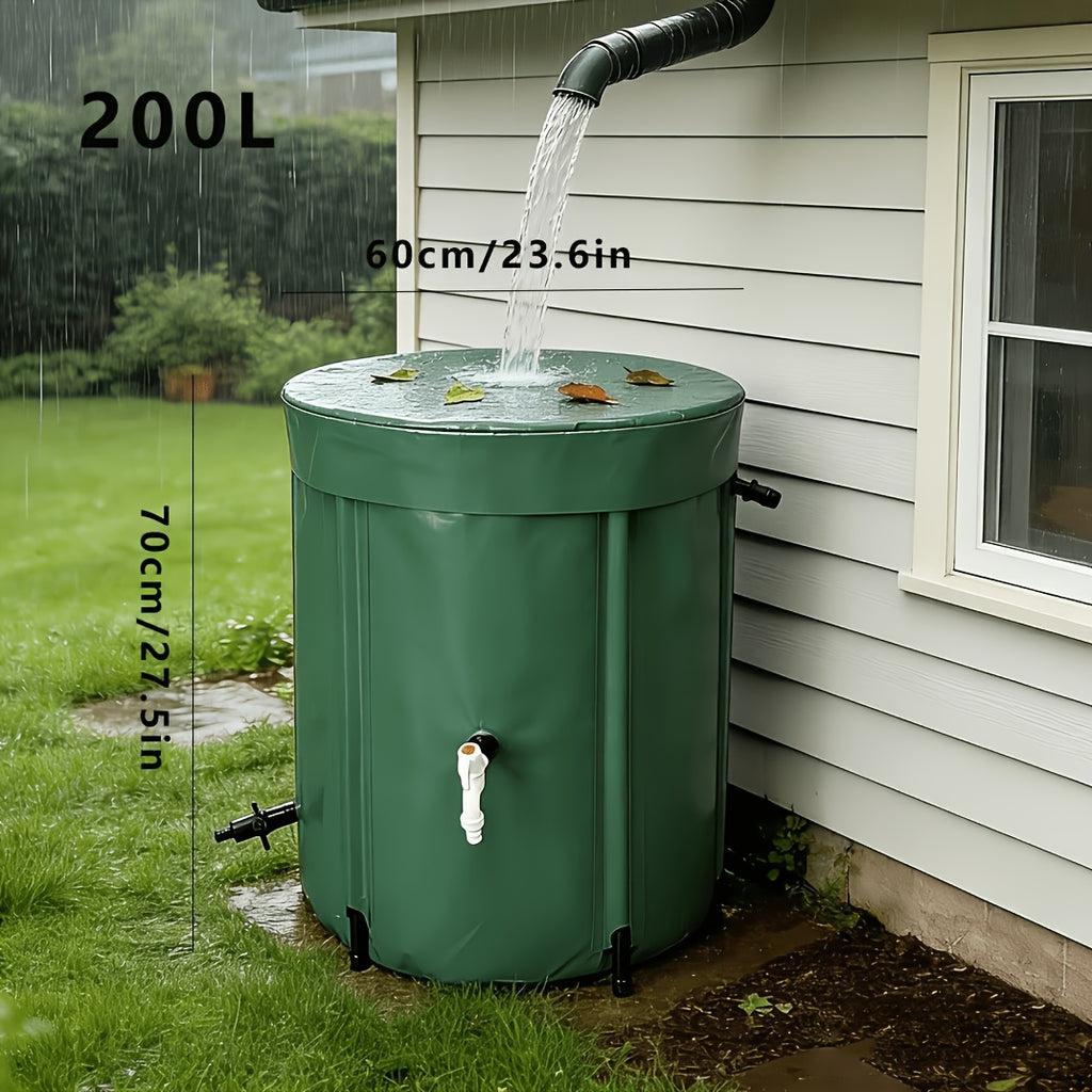 Rain Barrel Water Collection Tank with Multiple Listed Capacities, Plastic Garden Water Storage Container in Black or Green for Backyard Watering and Lawn Care