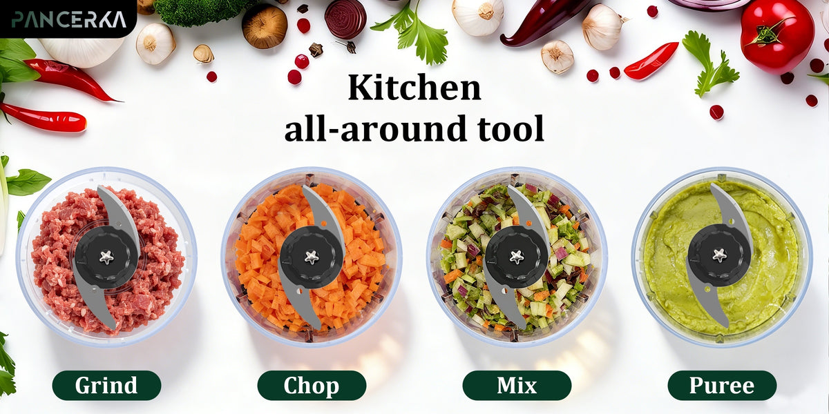 Electric Vegetable Chopper PANCERKA in Black with Listed Dicing, Mincing and Puree Functions, Kitchen Food Processor for Instruction-Approved Meal Preparation