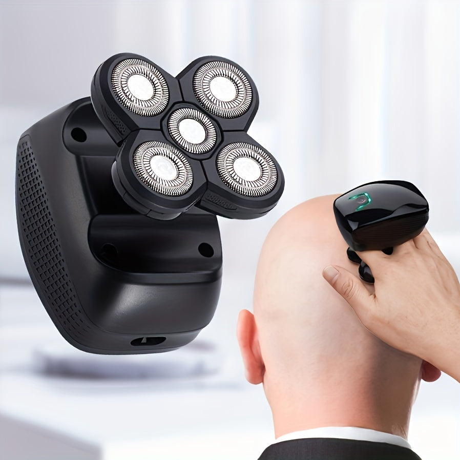 Rechargeable Electric Razor for Men with Floating Heads, LED Battery Display and Washable Three-Blade Design, Listed One-Hour Charging for Facial Grooming
