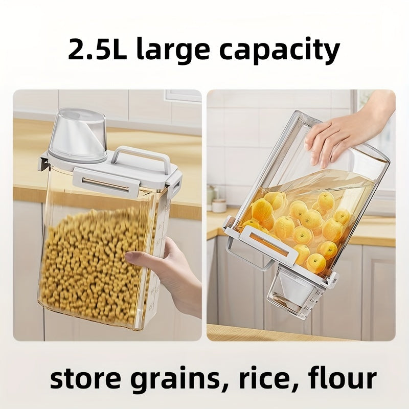 Rice Storage Container with Flip-Top Sealed Lid, Listed 84.54oz Storage Bucket for Flour and Dry Grains, Kitchen Pantry Canister for Everyday Organization