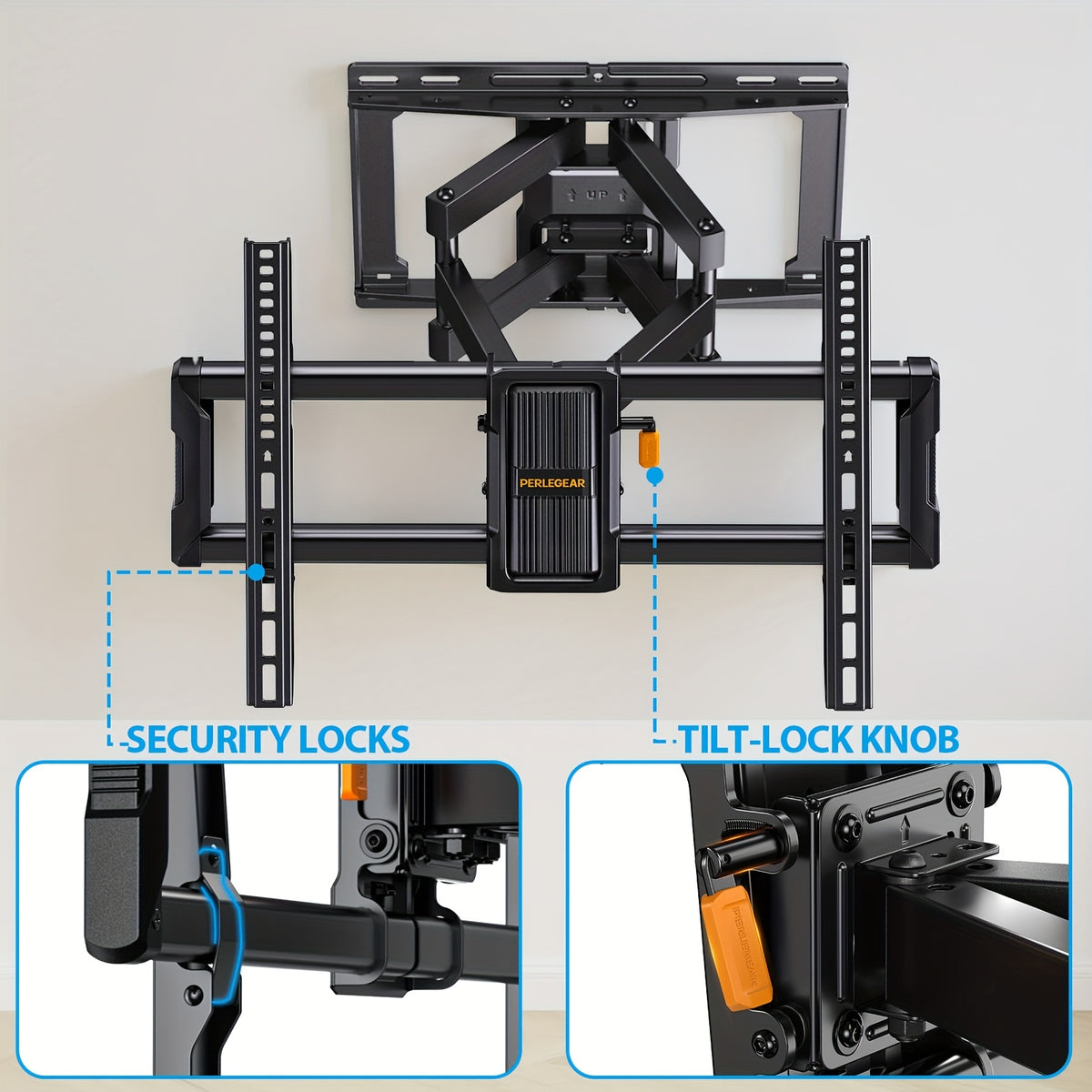 TV Wall Mount with F15 and F11-US Full Motion Options or K1 TV Hanger, Listed 40–86 Inch Screen Range for Compatible Living Room and Home Theater Installations