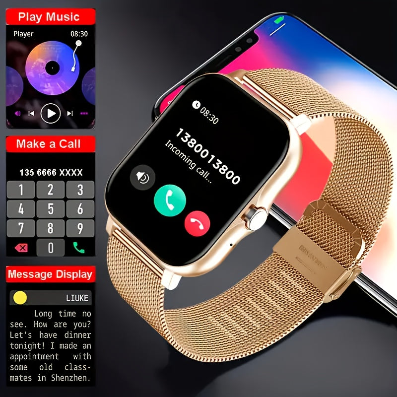TFT Touchscreen Smartwatch with 1.83-Inch Display, Wireless Call Answering and Dialing, Message Reminders, USB Charging and Four Color Choices