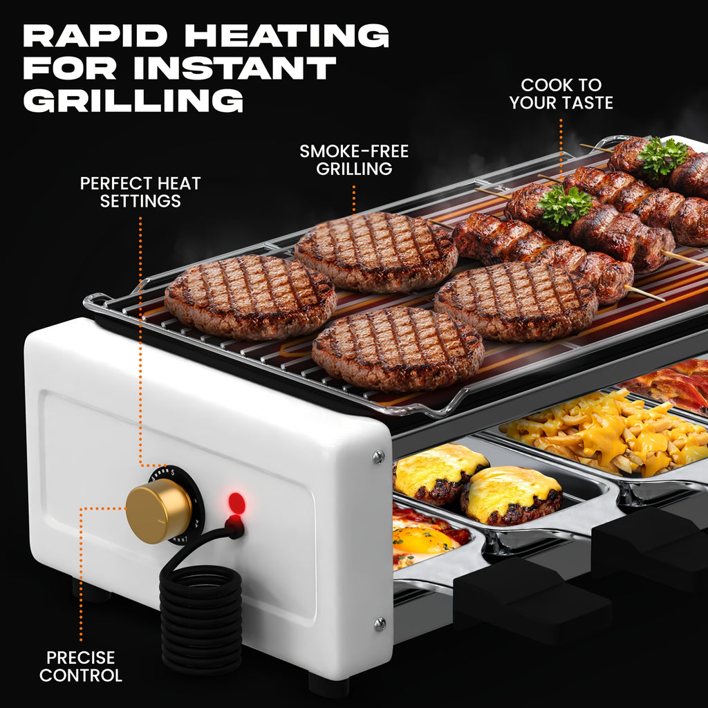 Countertop Sausage Grill with Adjustable Temperature, Nonstick Pan and Detachable Panel, Listed 4-in-1 Cooking Design with White or Black Gift Bag Option Labels