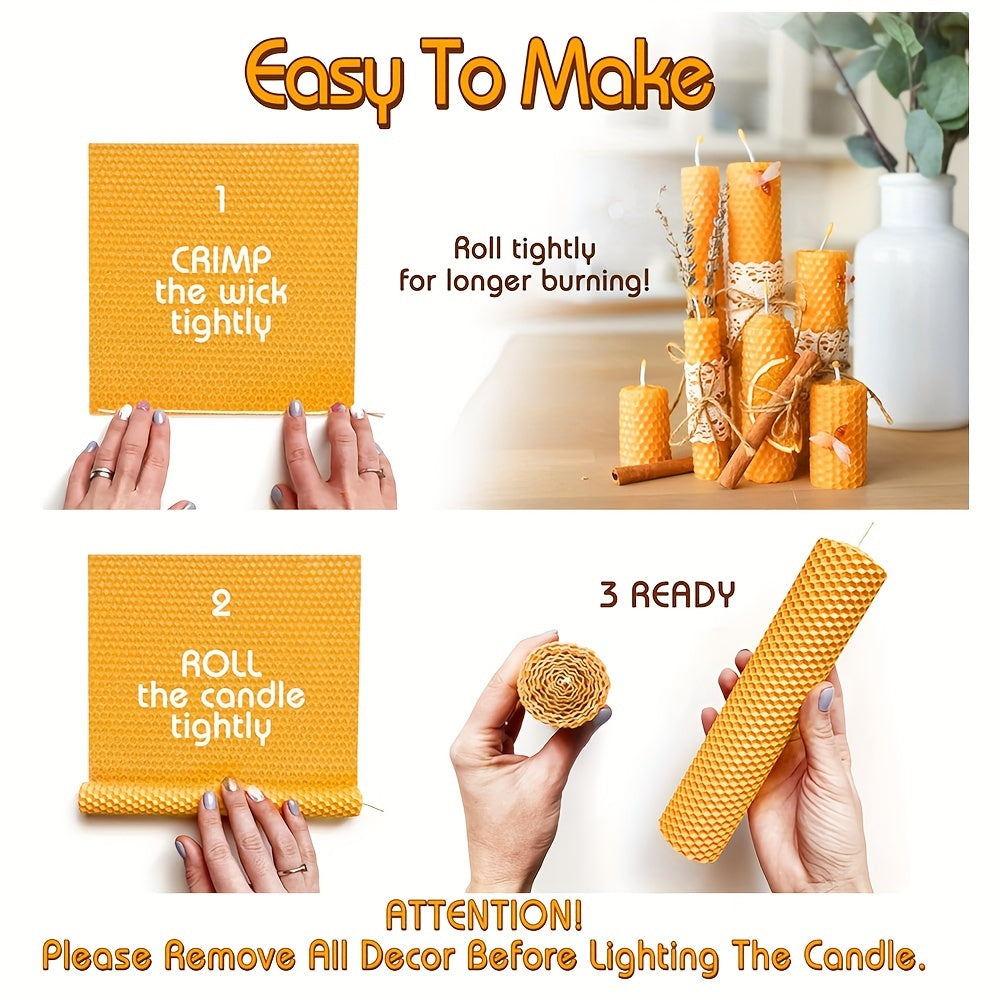 Beeswax Sheet Candle Craft Kit, Listed 22-Piece DIY Candle Making Set with Wax Sheets and Unspecified Additions for Beginner Hobby Projects and Handmade Gifts