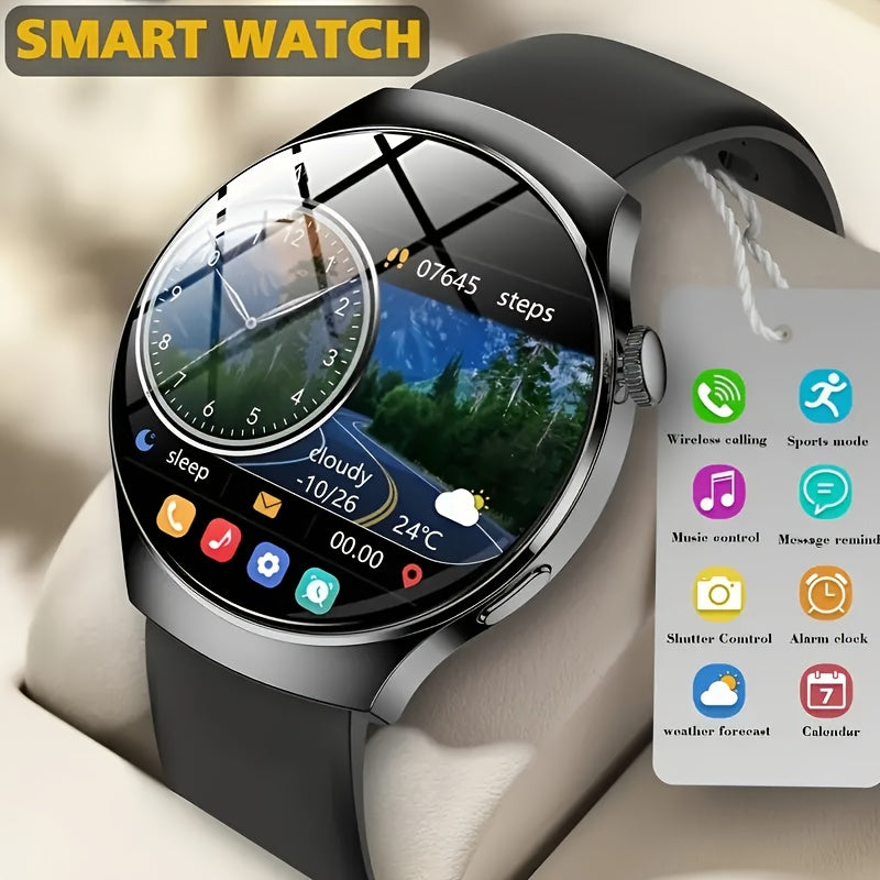 OLED Touchscreen Calling Smartwatch with 2.01-Inch Display, Message Alerts, Step and Calorie Tracking, Music and Photo Controls in Business Black or Silvery
