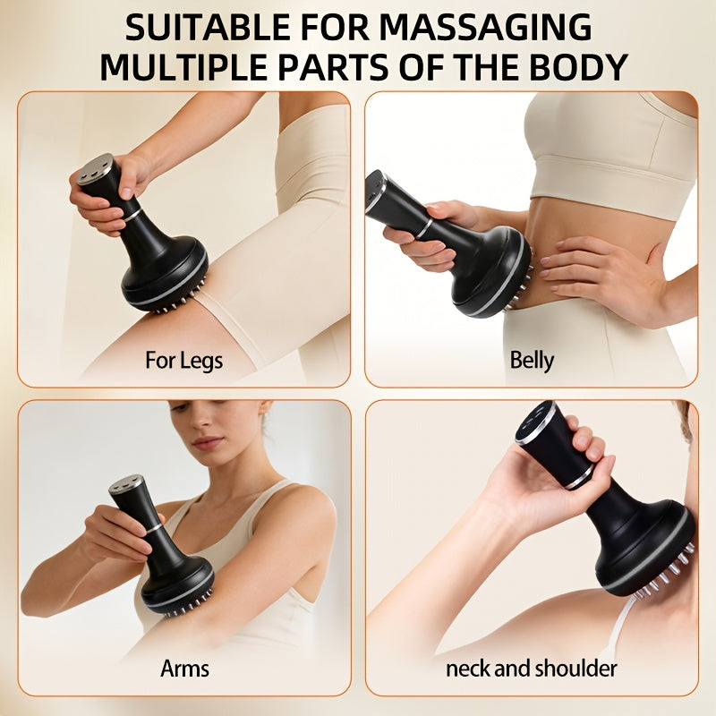 Electric Meridian Massager Handheld, Full Body Acupoint Scraping and Pressing Massager with USB Charging, Smart Body Massager for Abdomen, Legs, Back, Shoulders and Neck Relief, Guasha Massage Tool for Daily Self-Care, White and Black
