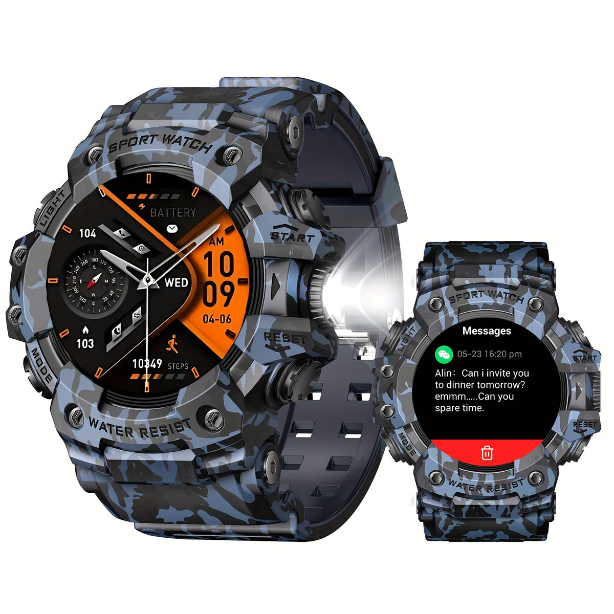 1.32-Inch TFT Smartwatch for Men with Calling, LED Flashlight, 100+ Sports Modes and Sleep Tracking, iPhone Android Compatibility in Eleven Color Options