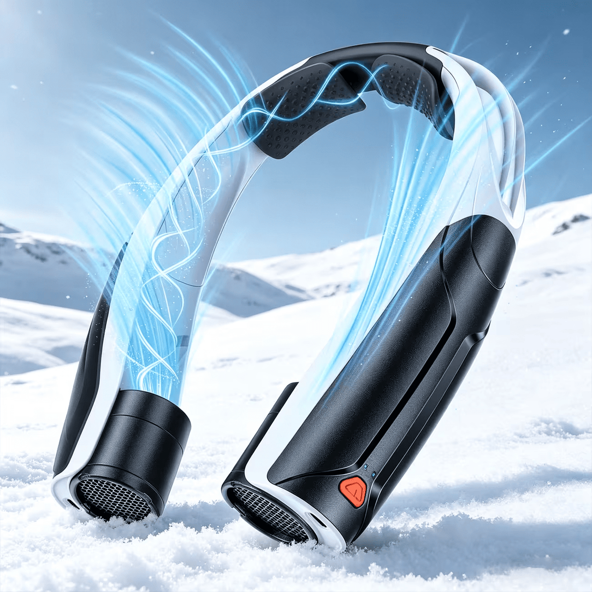 Six-Speed Wearable Neck Fan with USB-C Rechargeable Design and Flexible Silicone Neckband, Black+White Personal Airflow Fan for Commuting, Office and Summer Travel