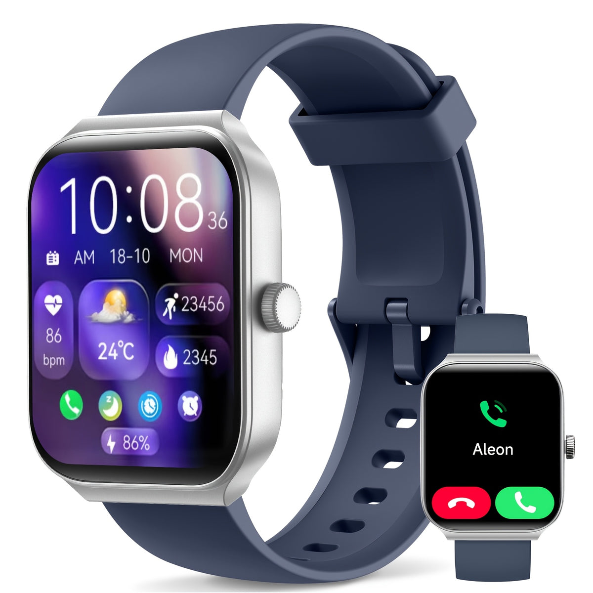 1.95 Inch Smart Watch with Alexa Built-in, Wireless Call Smartwatch with 100+ Sport Modes, Fitness Activity Tracker & Pedometer, for iPhone & Android, HD Touch Screen, Birthday & Mother's Day Gift