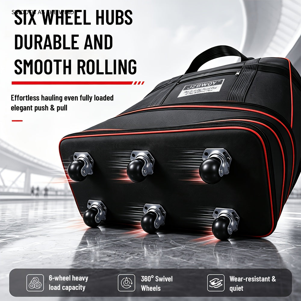 Expandable Nylon Rolling Storage Bag, Foldable Black or Green Travel and Moving Bag with Straight-Line Wheels and Multiple Packing Compartments
