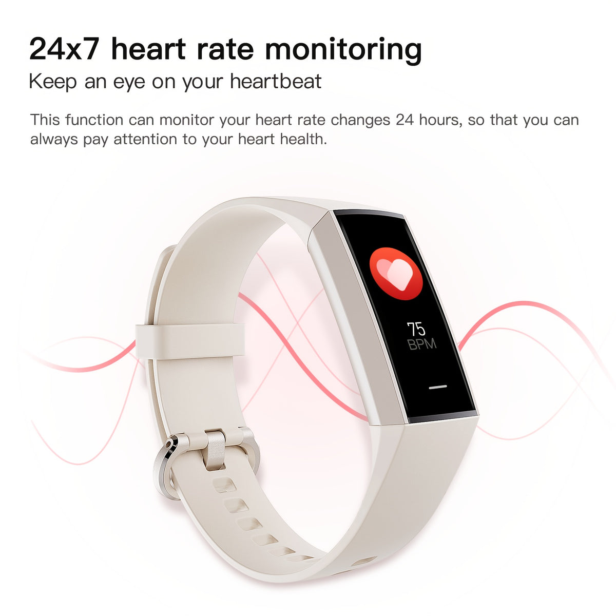 Fitness Tracker Bracelet with 1.1-Inch AMOLED Touch Screen, 25 Sport Modes, Sleep Tracking and Custom Watch Faces for Women and Men
