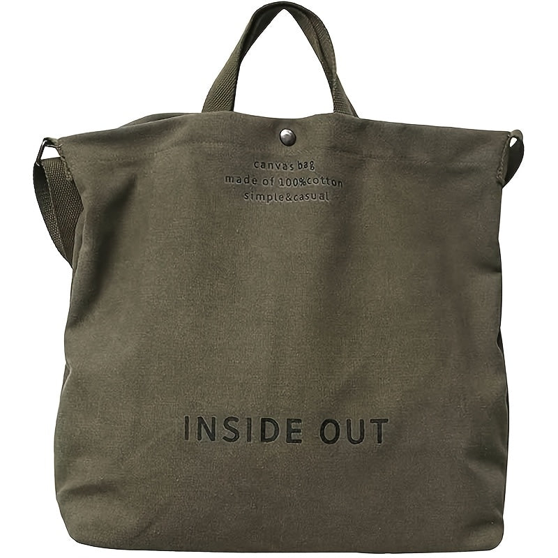 Canvas Shoulder Tote for Women, Everyday Handbag in Army Green, Grey, Brown, Khaki or Black for Casual Outfits, Weekend Outings and Wardrobe Coordination