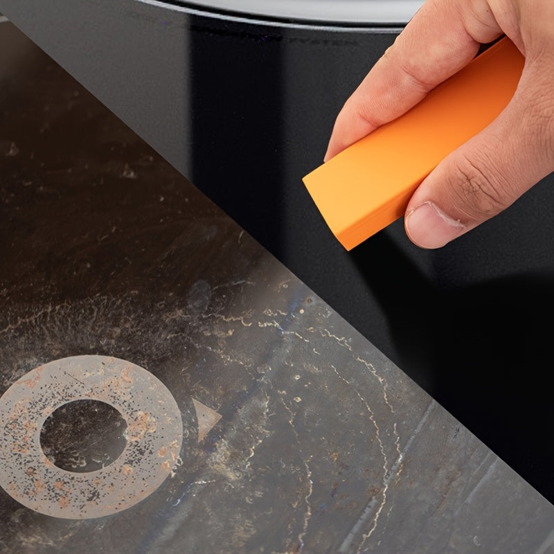 Rubber Cleaning Erasers in Orange, Two-Piece Manual Scrubbing Tool Pack for Compatible Kitchen Pots, Bathroom Glass and Household Stain and Rust Cleaning
