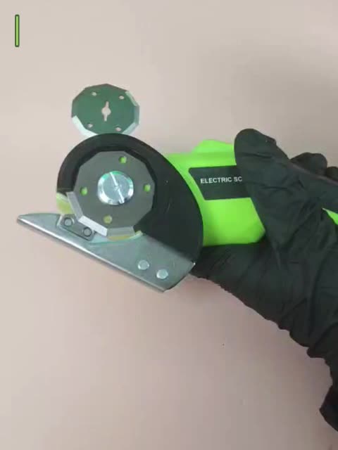 Cordless Electric Scissors in Green with Listed 4V Power, 2000mAh Battery, Three Rotary Blades, Safety Lock and USB Cable for Compatible DIY Cutting